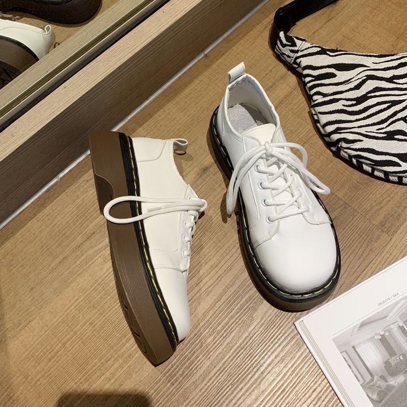 [Sẵn]  Giày Oxford đế dày Retro màu Trắng, Đen ( Size 35 - 39 ) X5
