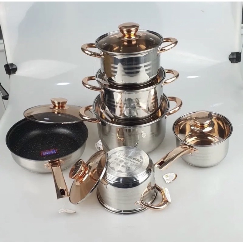 Bộ nồi đức 5 đáy cao cấp 6 món 12 chi tiết
