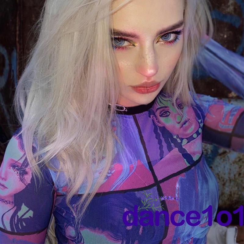 Áo thun nữ ôm tay dài in hình khuôn mặt người nhiều màu