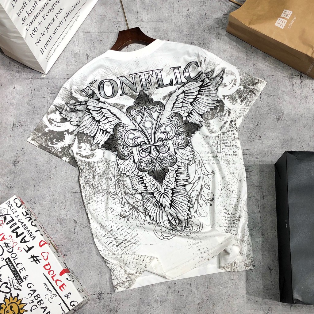 Áo thun nam bigsize áo phông họa tiết KONFLIC DOMINATION ED HARDY cao cấp AHM28