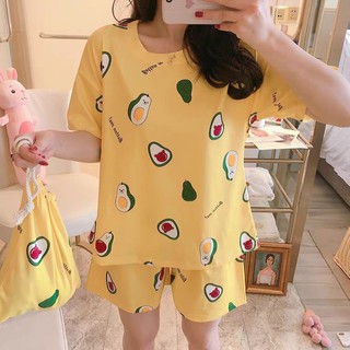 [FREESHIP] SET BỘ NGỦ COTTON + VÁY NGỦ CUTE HÌNH QUẢ BƠ - BỘ NGỦ NỮ ĐẦU VỊT HỒNG | MÃ A440