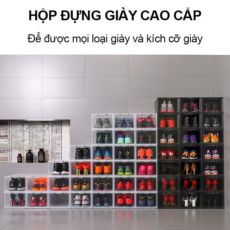 Combo 5 Hộp Đựng Giày Xịn, Hộp Đựng Sneaker Nhựa Cứng Nắp Nam Châm