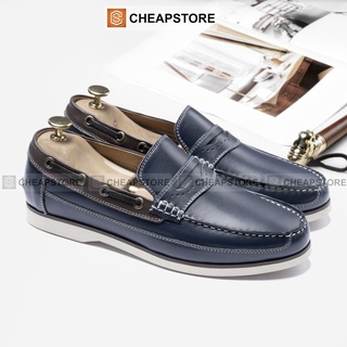 Giày lười da bò nam CHEAPSTORE CS486 Xanh than - Giày lười công sở tăng chiều cao (Bảo hành 24 tháng)