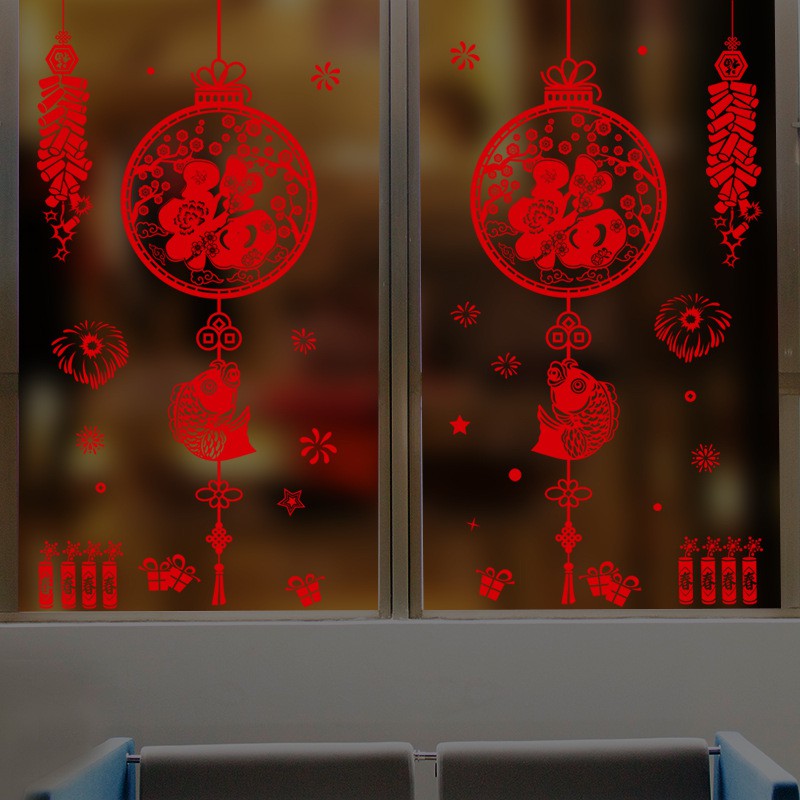 Tranh Decal Dán Kính Trang Trí Tết Nguyên Đán Mừng Năm Mới Happy New Year 01 DOKEY99