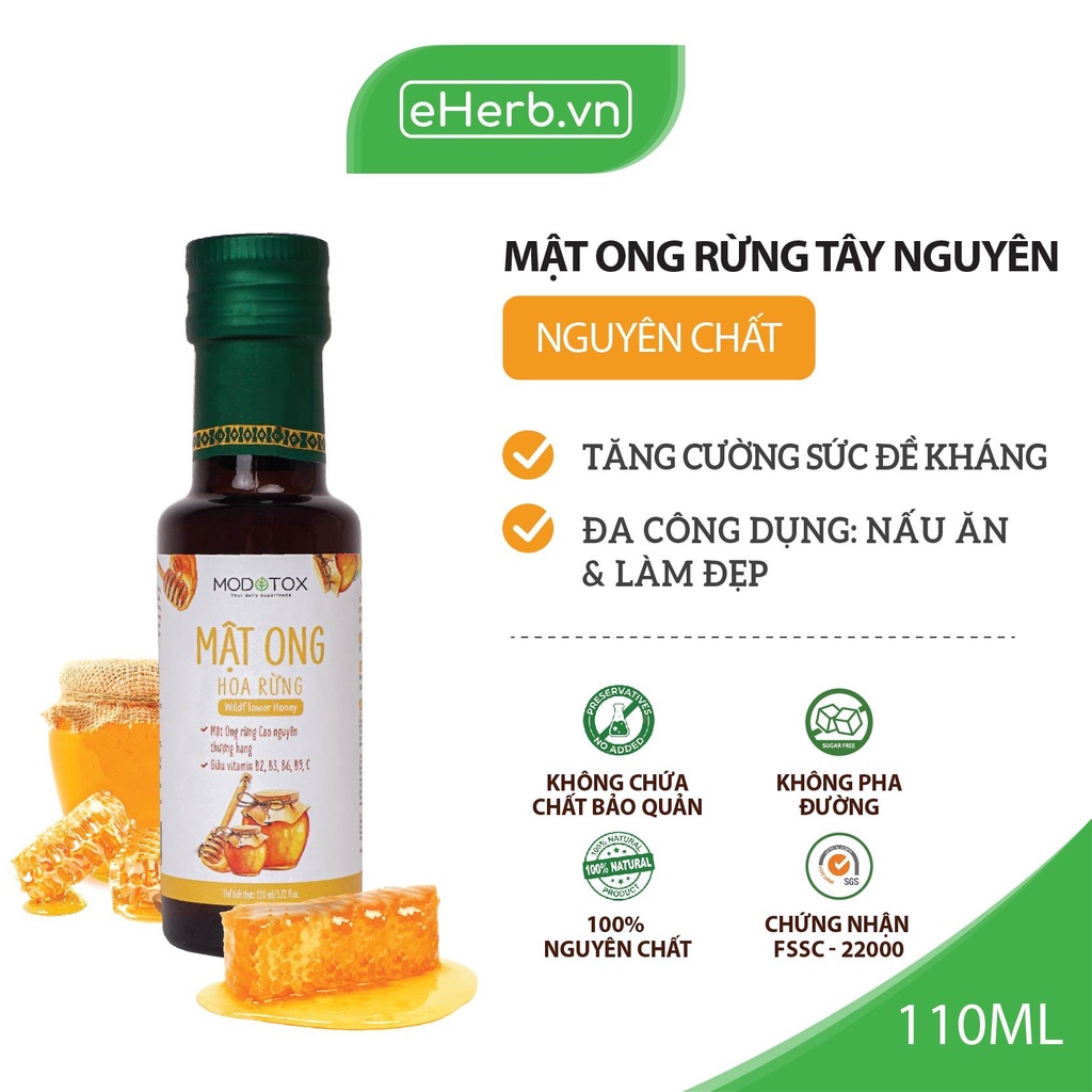 Mật Ong Rừng Tây Nguyên 100% Nguyên Chất, Mật Ong Nấu Ăn, Làm Bánh, Pha Chế Ướp Nướng MODOTOX 110ml - 260ml (Chai)