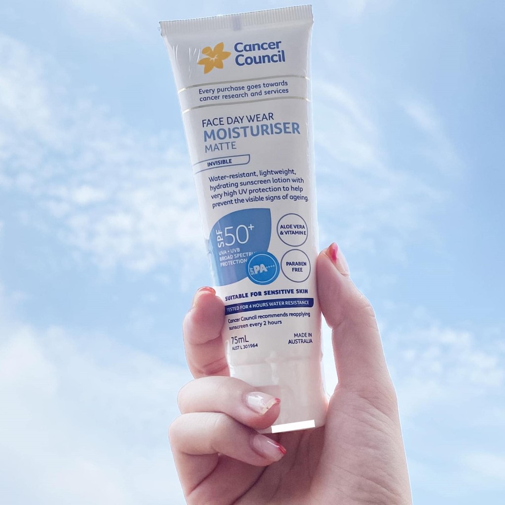 Kem Chống Nắng CANCER COUNCIL Face Day Moisturizer Invisible-Water chống nước SPF50+ UVA-UVB 75ml