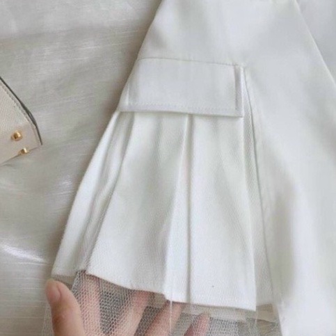 Chân Váy Xếp Li Phối Lưới Tuyết Mưa 2 Màu Đen Trắng May Kèm Quần Trong-Thời Trang-Tôn Dáng-Cao Cấp