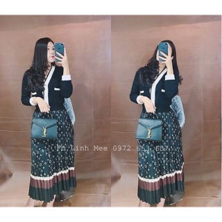 Chân váy lv màu rêu pha siêu lạ màu siêu đẹp