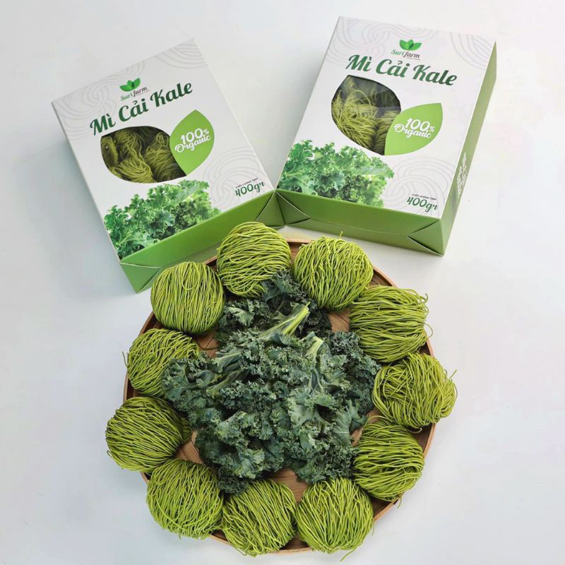 Mì cải kale  (cải xoăn )hữu cơ xanh tự nhiên giàu vitamin và chất xơ  eat clean &amp; healthy gói 400gr.