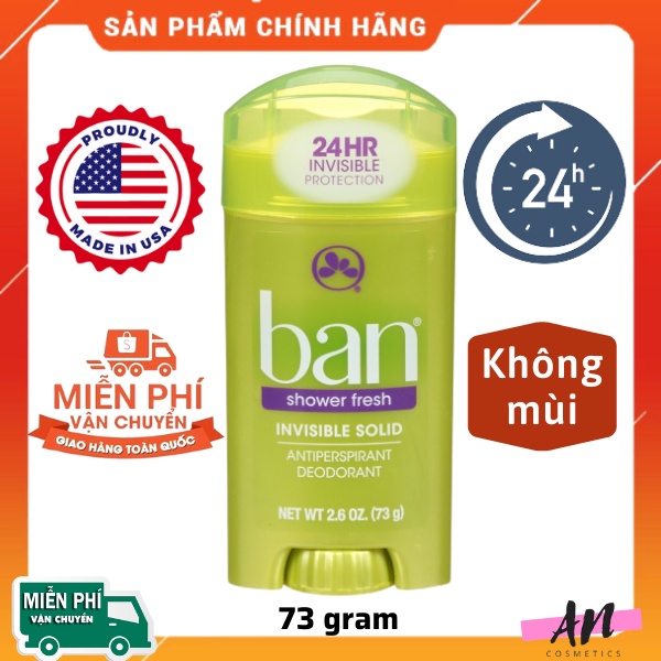 Lăn nách nữ BAN Invisible Solid Antiperspirant Deodorant 73g Lăn khử mùi ngăn mồ hôi dạng sáp