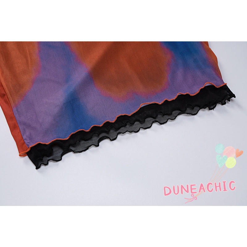 Đầm Hai Dây Phối Lưới In Họa Tiết Thời Trang Cho Nữ