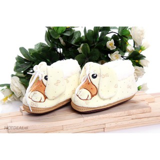 Combo giày cổ cao + nón len gấu giữ ấm cho bé