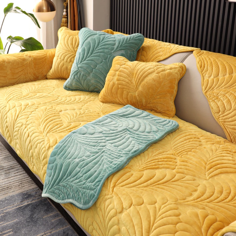 Vỏ Bọc Ghế Sofa Phối Lông Dày Dặn Chống Trượt Phong Cách Châu Âu Dùng Trang Trí Phòng Khách