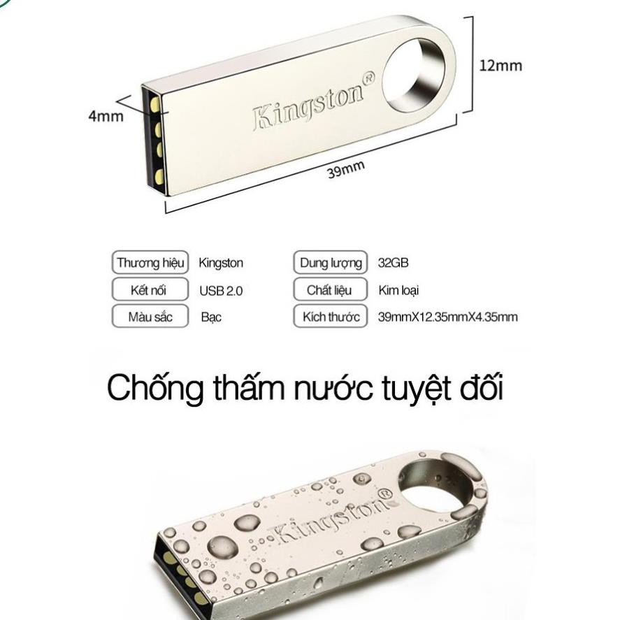 USB Kingston SE9 8Gb 16Gb 32Gb 64Gb - Vỏ Kim Loại, Chống Nước, Treo Móc Khóa - Mới 100% - BH 12 Tháng