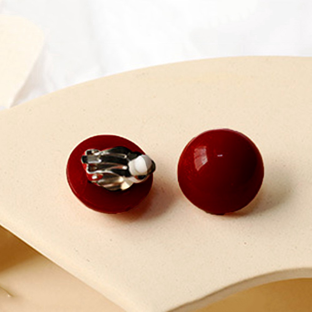Khuyên kẹp vành tai không lỗ bằng nhựa Resin hình tròn/chữ nhật cho nữ