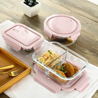 Hộp Cơm Thủy Tinh Chia Ngăn Bộ Hộp Cơm Văn Phòng +Tặng Đũa Thìa Và Túi Giữ Nhiệt