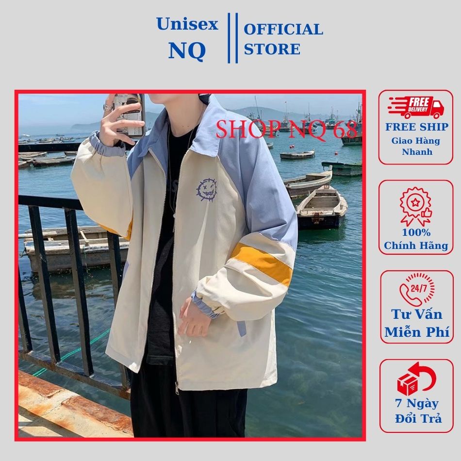 áo khoác gió 2 lớp form rộng nam nữ áo dù cổ đứng màu be chống nắng cản gió cực tốt giá xưởng