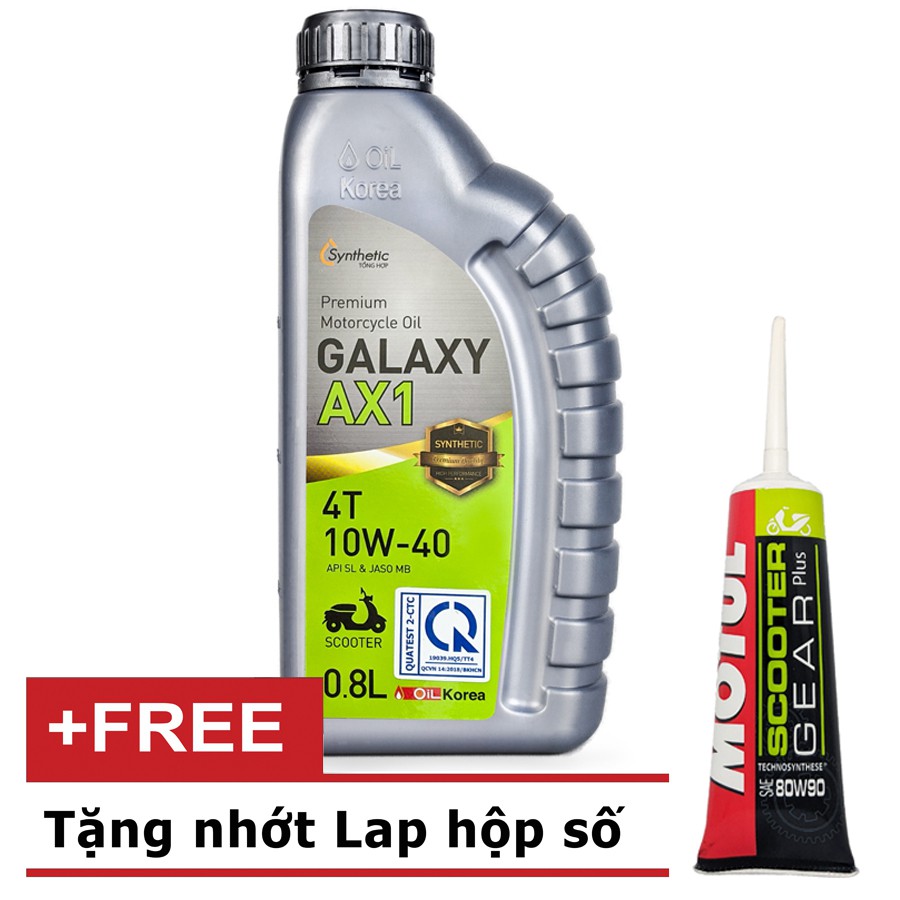 DẦU NHỚT TAY GA GALAXY AX1 10W40 800ML -0.8L (TẶNG TUÝP NHỚT LAP MOTUL 120ML)