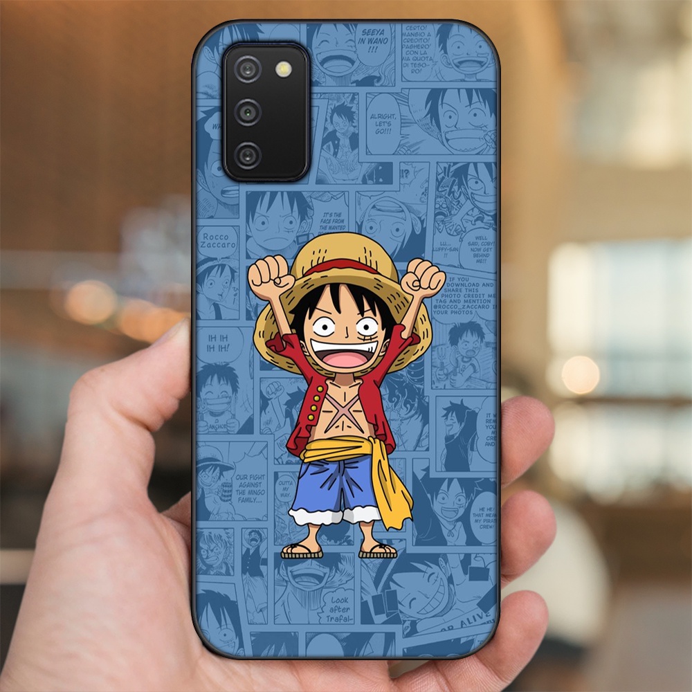 Ốp lưng Samsung A03S viền đen in hình Luffy One Piece