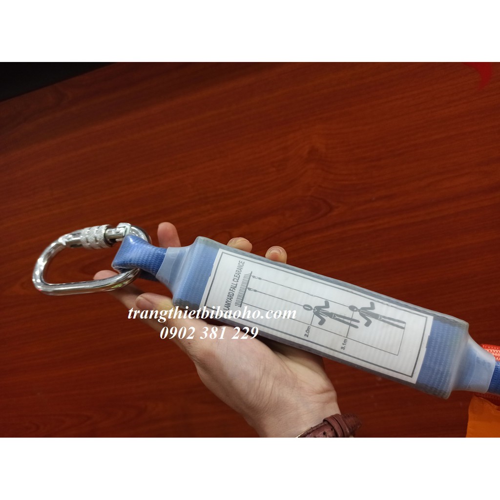Dây an toàn toàn thân poly lụa 2 móc nhôm có giảm sốc (DTT-GS-2MN)