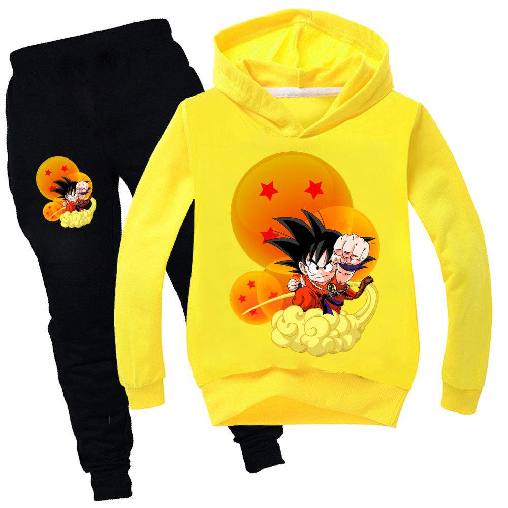 Set Áo Sweater Tay Dài In Họa Tiết Hoạt Hình Dragon Ball + Quần Dài Thời Trang Mùa Thu Cho Bé