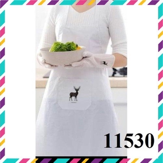 Tạp dề chống thấm nước kèm găng tay siêu dai hươu - tạp dề 2 lớp - tạp dề cao cấp