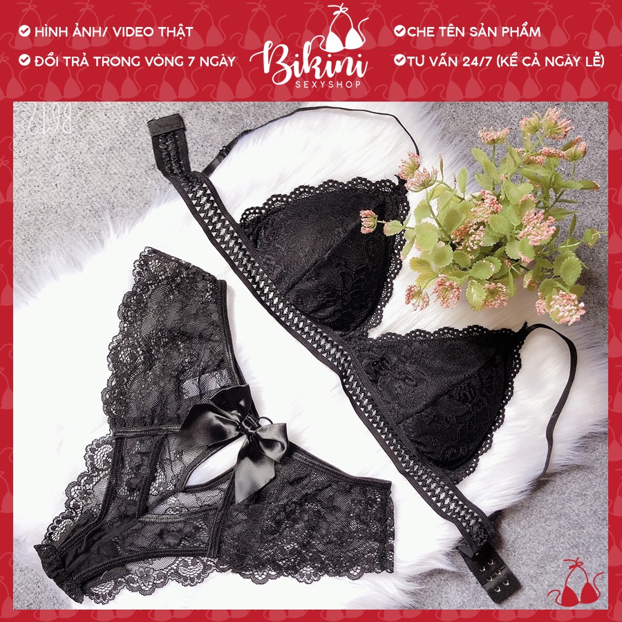 👙❣️  Set Đồ Lót Áo Bralette Quần Lọt Khe Ren Đính Nơ Siêu Xinh Freesize CB06 | BigBuy360 - bigbuy360.vn