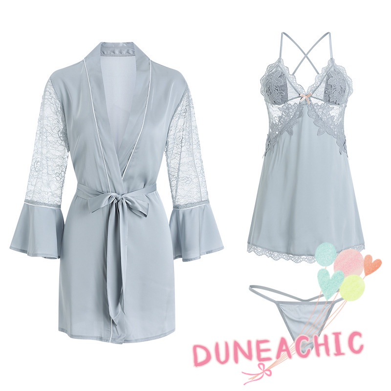 DUNEA Đầm Ren Cổ Chữ V Hở Lưng Gợi Cảm Cho Nữ