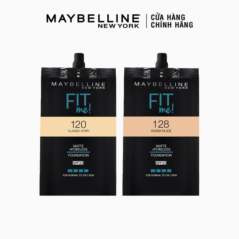 Bộ Kem Nền Mịn Nhẹ Kiềm Dầu Fit Me Dạng Gói Maybelline New York Matte Poreless Foundation 5ml