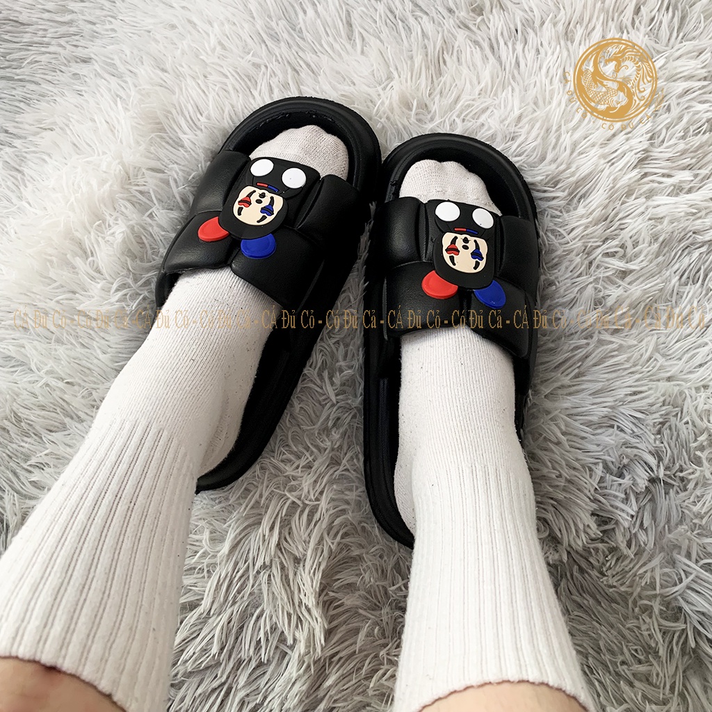 Dép bánh mì nữ họa tiết vô diện dép quai ngang đế đúc đi trong nhà văn phòng