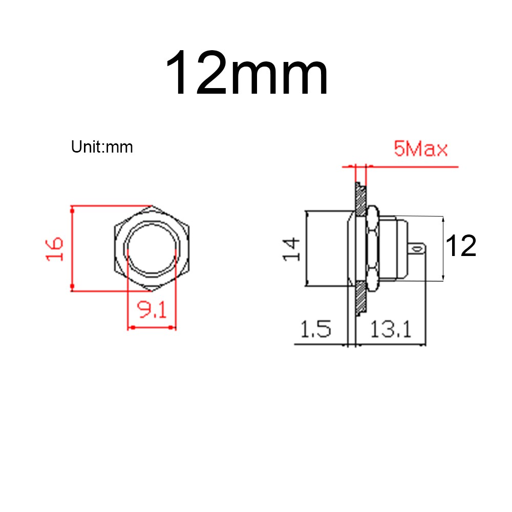 Công Tắc Nhấn Áp Suất Đèn led 12mm 16mm 12v 220v 24v Chống Thấm Nước