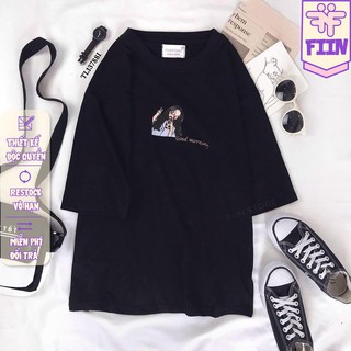 Áo thun tay lỡ Cô bé Hi Cam đất/Đen cực xinh - FIINSTORE