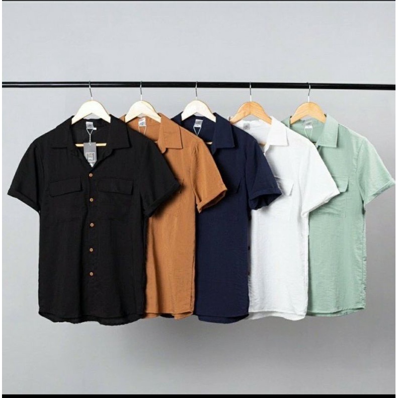 Áo Đũi Nam Cổ Bẻ Sơ Mi Đũi Áo Ngắn Tay Nam có cổ túi hộp Hana AD18 | BigBuy360 - bigbuy360.vn