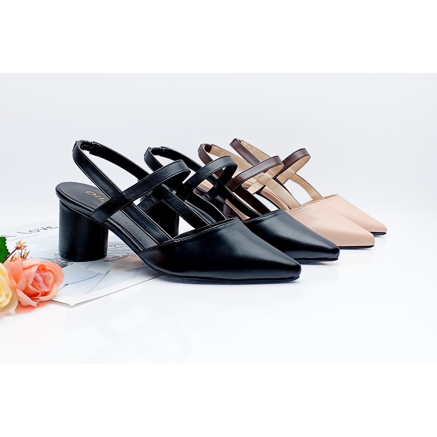 Giày Cao Gót sandal bít mũi gót tròn 6p - CG-0499