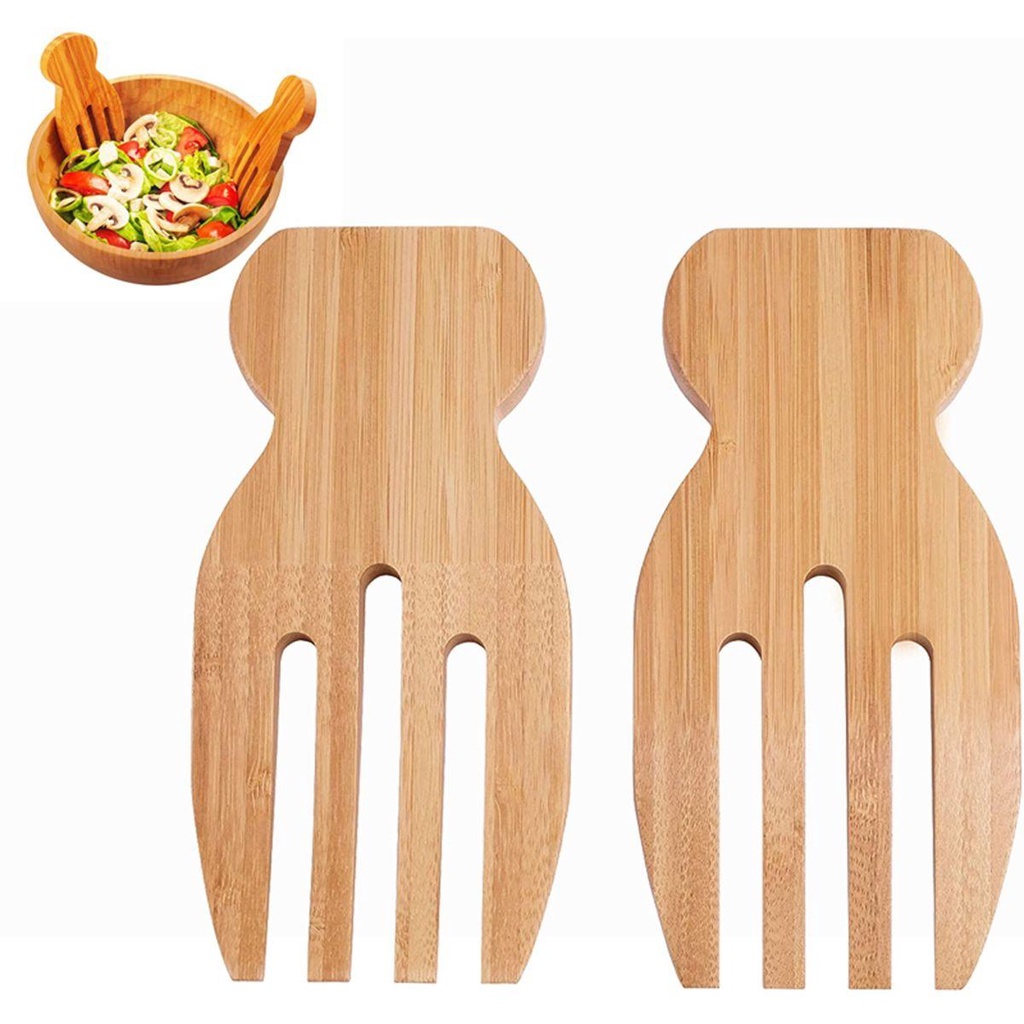 [COD] Dụng Cụ Trộn Salad Bằng Tre Tự Nhiên Chống Trượt Dễ Vệ Sinh