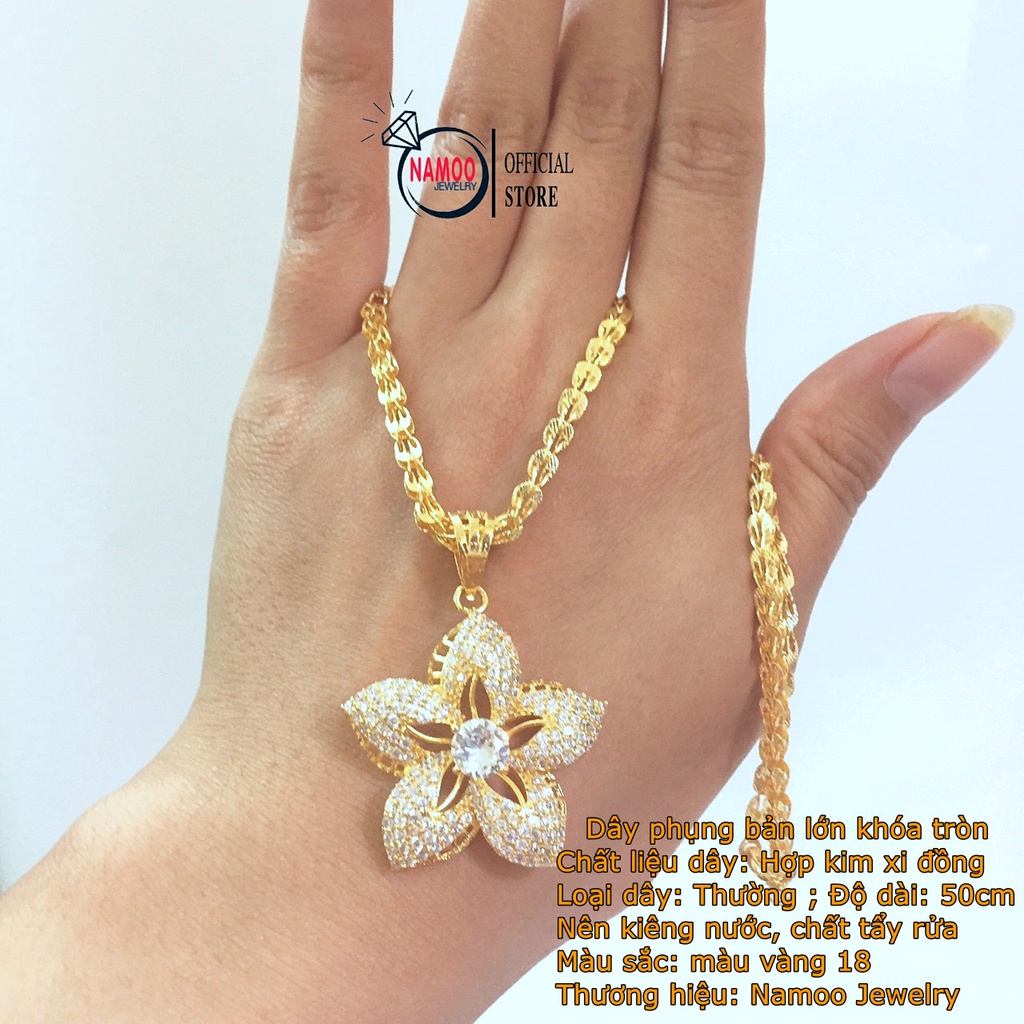 Dây Chuyền Hoa Đính Đá Bản Lớn V801 kết hợp với Dây Phụng Dài Dây 50cm Namoo Jewelry
