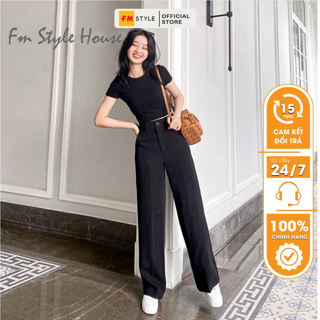 Quần tây ống suông nữ FM Style cạp cao ống rộng chất tuyết mưa xịn form chuẩn thời trang công sở 621 623