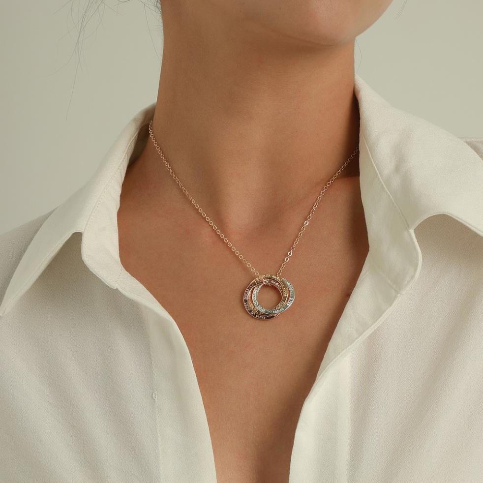 (016) Dây Chuyền Mặt Ba Nhẫn Vòng Hàn Quốc Vintage