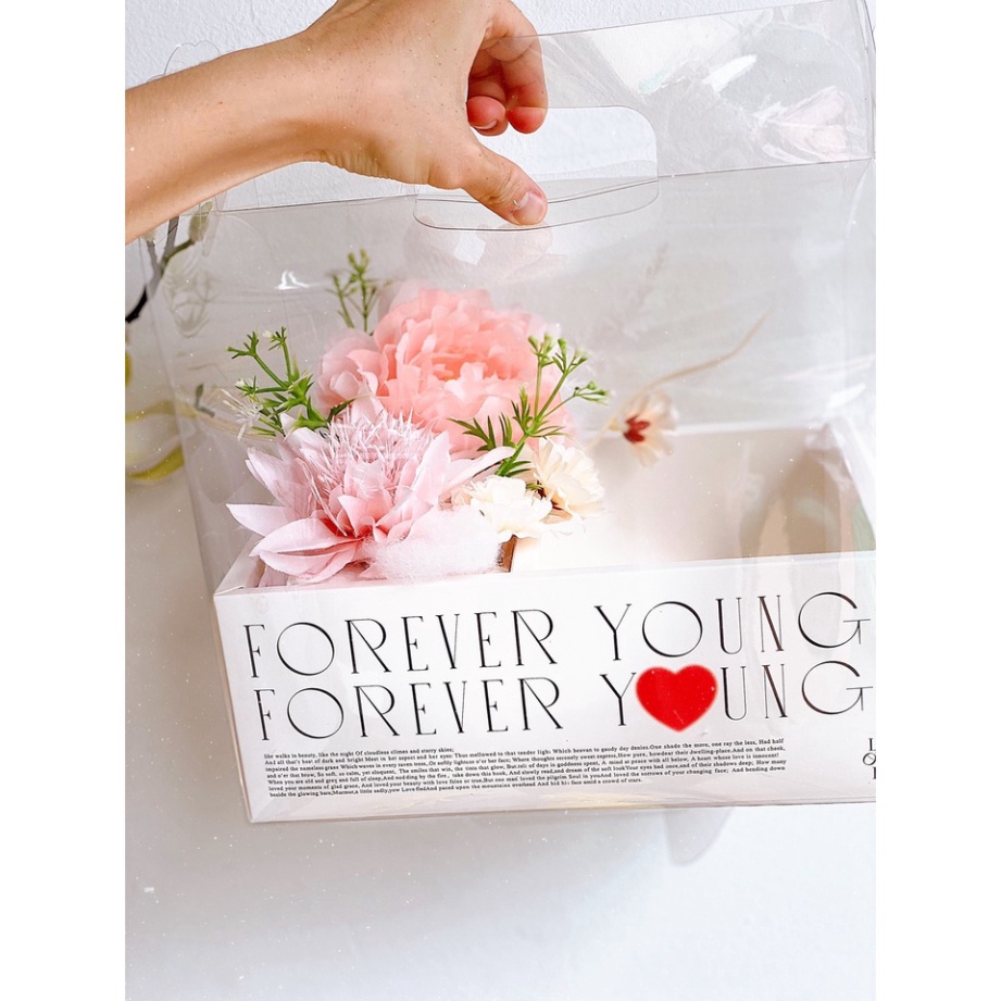 hộp bánh sinh nhật bánh kem [FREESHIP❤️] combo 5 hộp 2 ngăn trang trí hoa và bánh