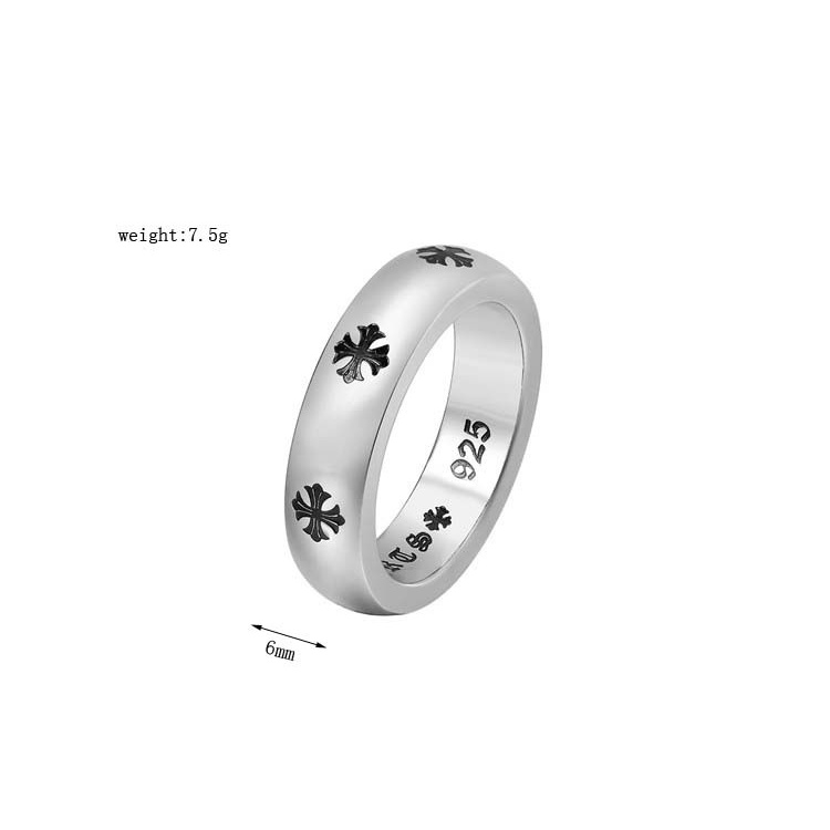 Nhẫn titan form bầu tròn họa tiết Iris Chrome hearts không gỉ MR2207