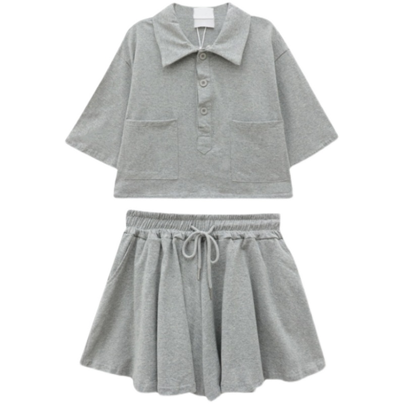 Set đồ SUXI gồm áo ngắn tay và quần short giả váy thời trang mùa hè cho nữ