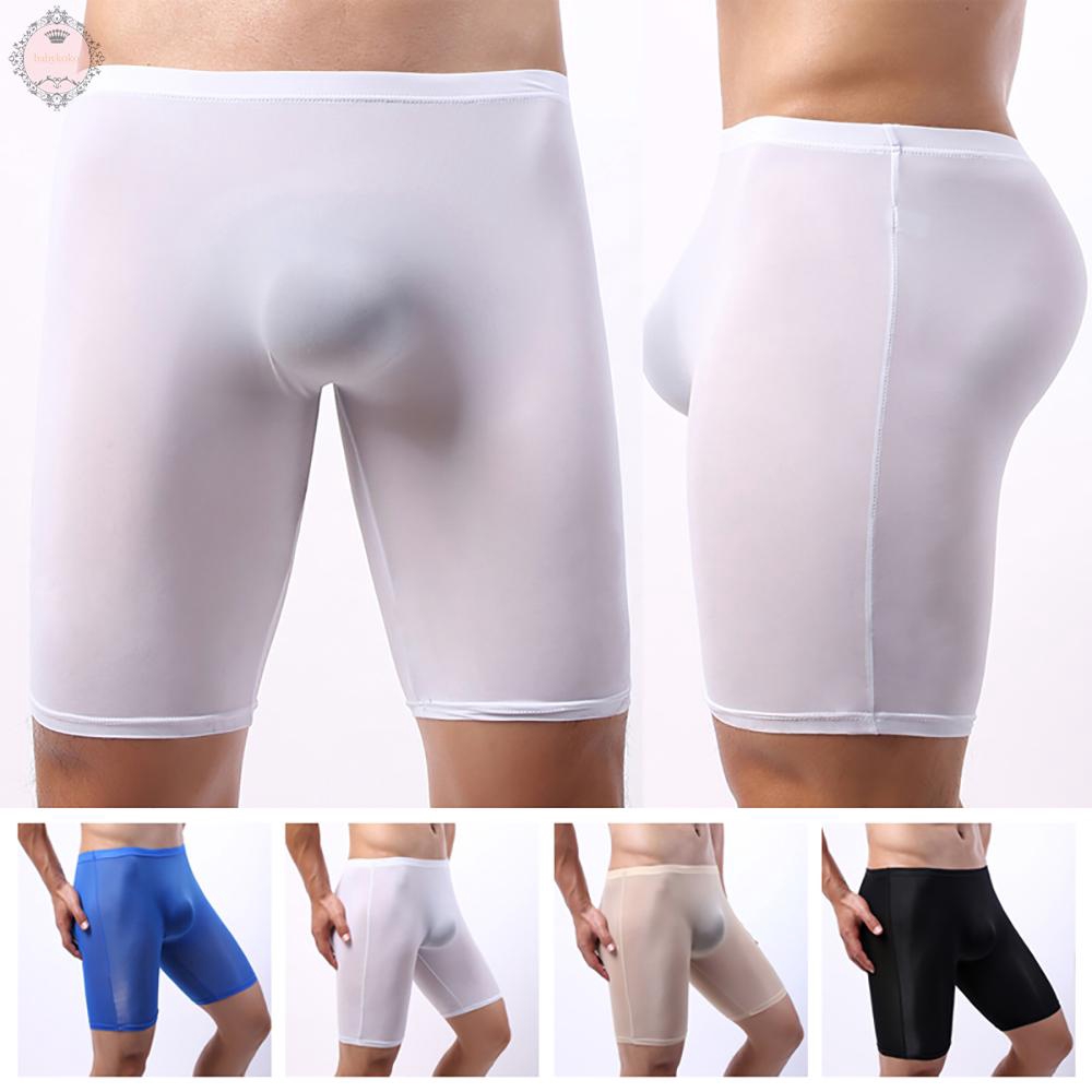 Quần lót đùi túi phồng ngắn mềm mại giấu đường may xuyên thấu thời trang thể thao cho nam