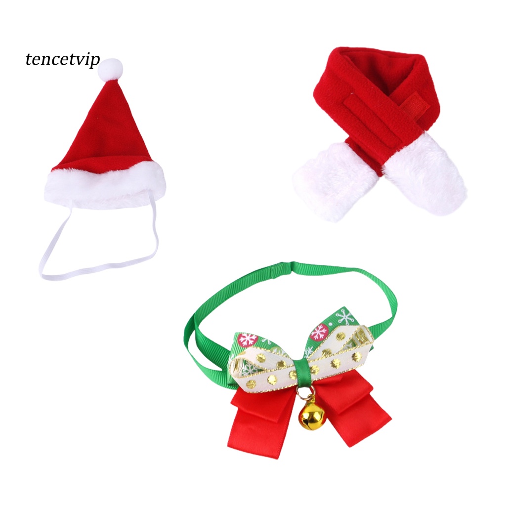 1 Set Mũ Ông Già Noel Kèm Khăn Choàng Cổ Siêu Mềm Cho Thú Cưng