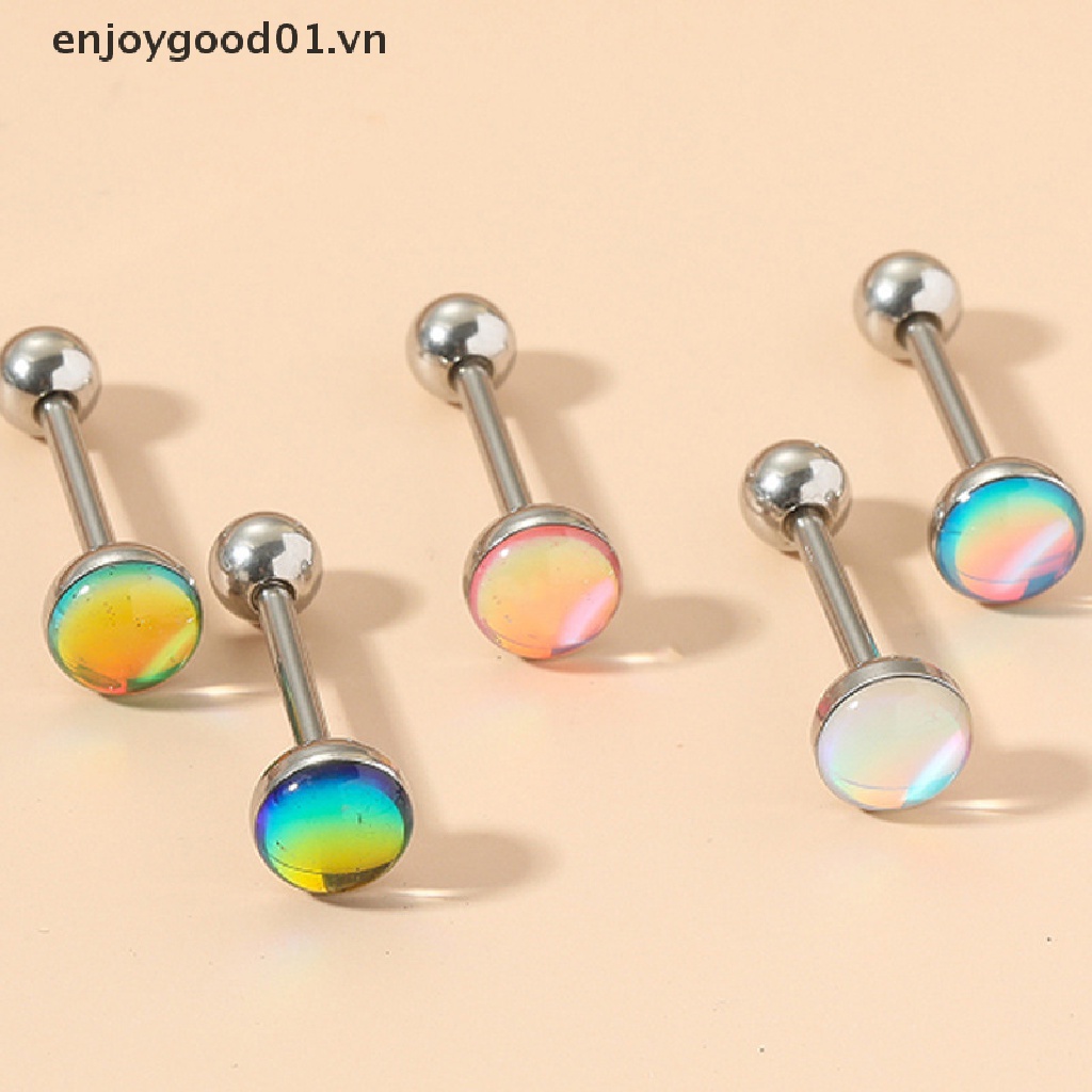 1 Khuyên Lưỡi Kiểu Thanh Tạ Bằng Thép Không Gỉ Chống Dị Ứng