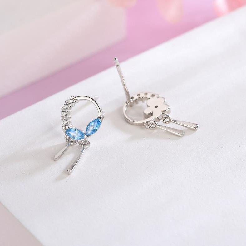 Bông tai bạc dành cho nữ khuyên tròn đính đá sang trọng MEZI Jewelry - ATJ7030B