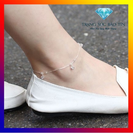 LẮC CHÂN BẠC TA NỮ HÌNH KHỐI LẬP PHƯƠNG ĐẸP MẮT, SÁNG LUNG LINH