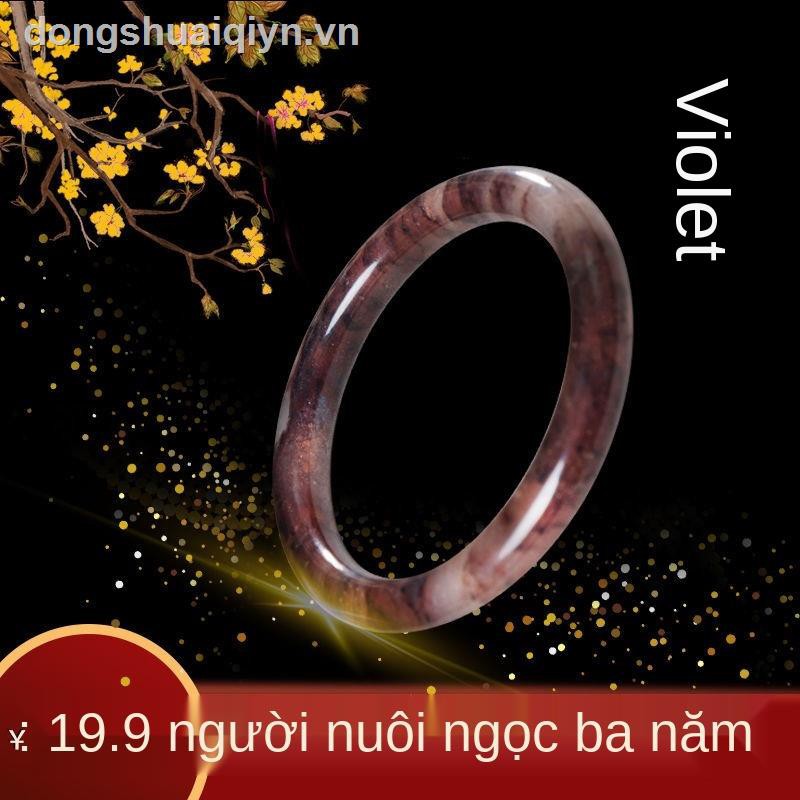 Vòng tay đá ngọc bích màu tím kiểu dáng độc đáo cho nữ