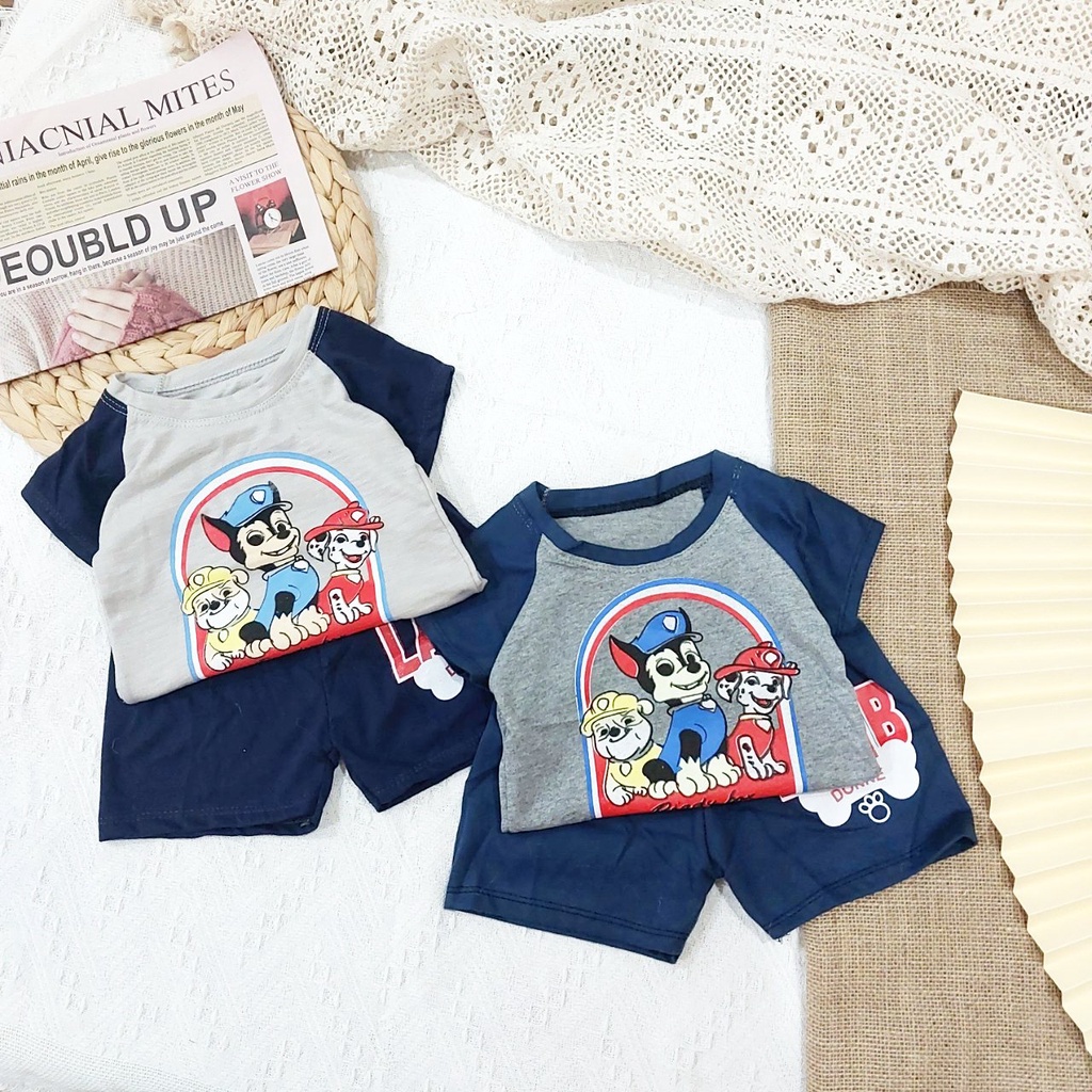 (8-18kg) Đồ bộ bé trai AM904 - bộ quần áo bé trai cộc tay chú chó cứu hộ TTR300