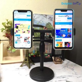 Giá Đỡ Điện Thoại Kẹp 2 Cái Cùng Lúc Dùng Livestream, Xem Phim