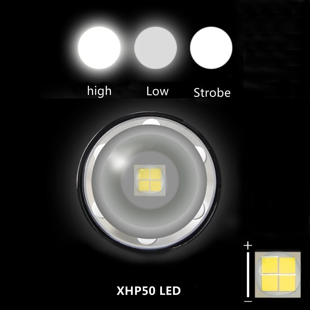 Alonefire Đèn Pha led hp36 xhp50 5000 lumen Phóng To Sạc usb Chống Nước Cho Leo Núi Ngoài Trời 18650